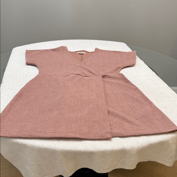 Madewell Faux Wrap Blush Knit Mini Dress Sleek & Simple Minimalist Size Large - Picture 4 of 13